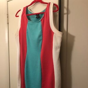 CUTE TRI-COLORED KNEE LENGTH DRESS (PLUS SIZE)